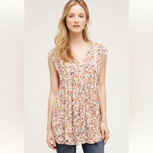 Anthropologie Vanessa Virginia Ladder Lace Floral Tunic Top Size Small NWT